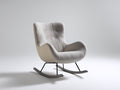 Sedia a dondolo - Tessuto bouclé-Metallo-Legno - 84x95x104 cm - Grigio chiaro - Moderno