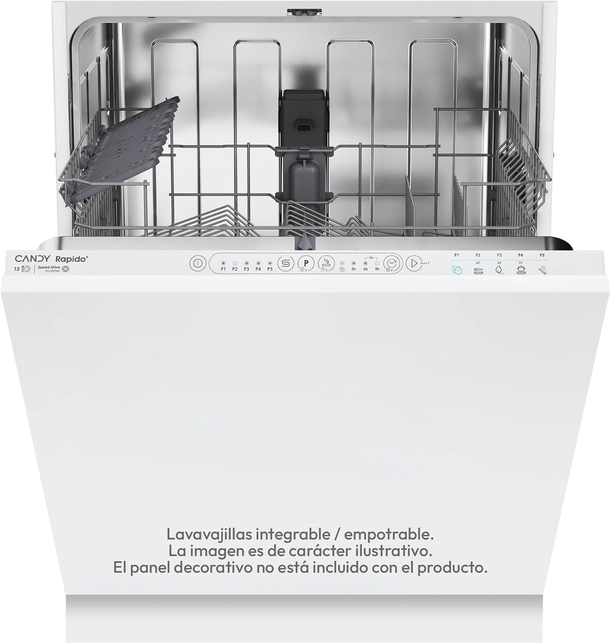 Candy Rapidò CI 3E53E0W lavastoviglie integrabile - 13 coperti con 5 programmi e motore inverter - Avvio ritardato 3 6 9 ore e indicatore fine ciclo - Bianca 59,8 x 55,5 x 89,9 cm 53 dB