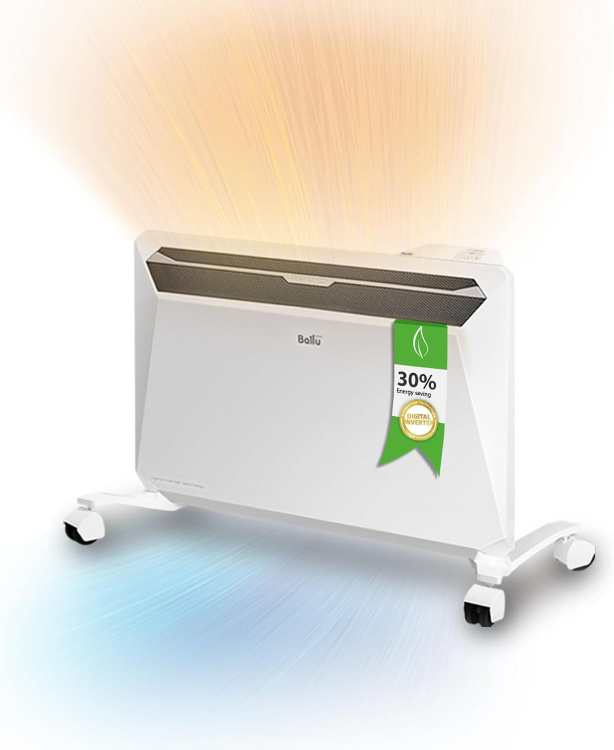 Ballu Rapid - Convettore elettrico 2200 W per interni - Tecnologia Inverter con WiFi e programma settimanale - Bianco con display digitale e formato a piedistallo