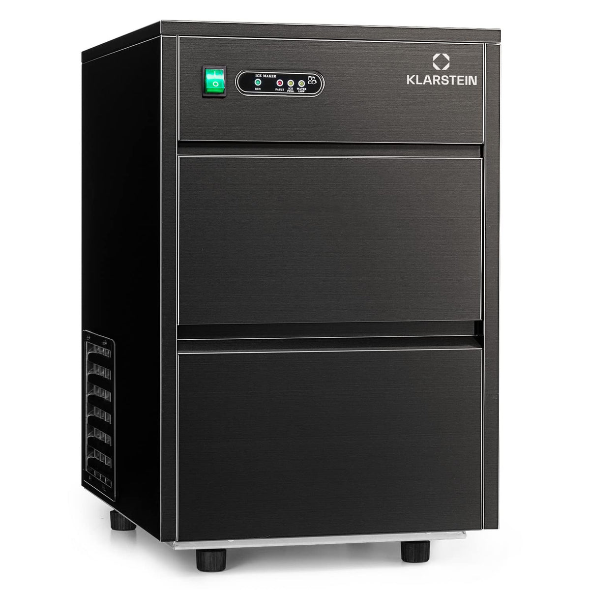 Klarstein Powericer macchina per ghiaccio - Produzione fino a 20 kg con serbatoio ghiaccio 3,5 kg - Cubetti grandi e piccoli per uso professionale - Potenza 145 W
