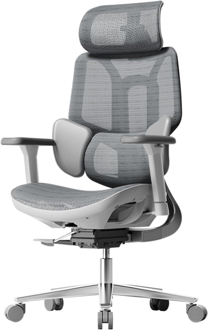Hbada E3 Air - Sedia ergonomica da ufficio grigia - Supporto lombare dinamico a tre zone e poggiatesta 3D - Braccioli 3D regolabili per scrivania e home office