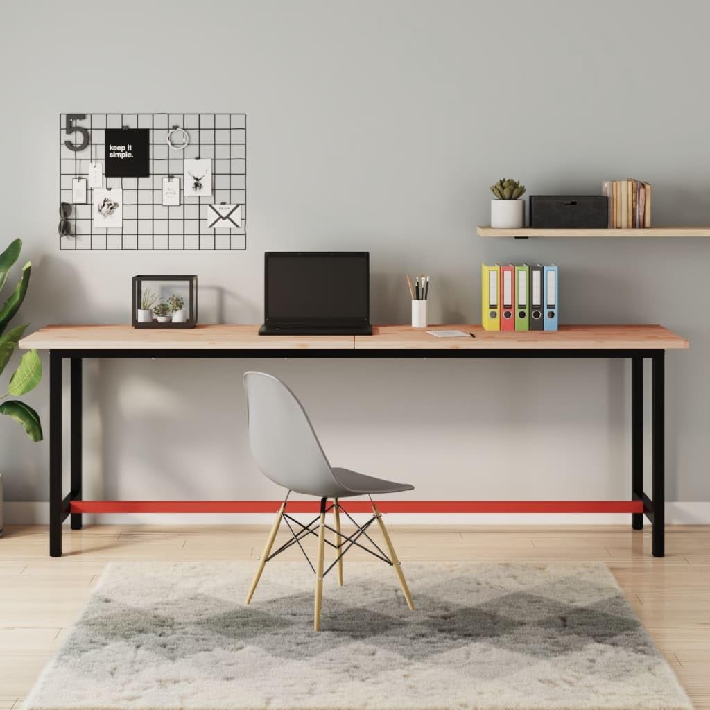 Piano per scrivania in faggio massello - 220 x 55 x 2.5 cm per home office - Design pieghevole con superficie liscia - Marrone per spazi di lavoro multifunzionali