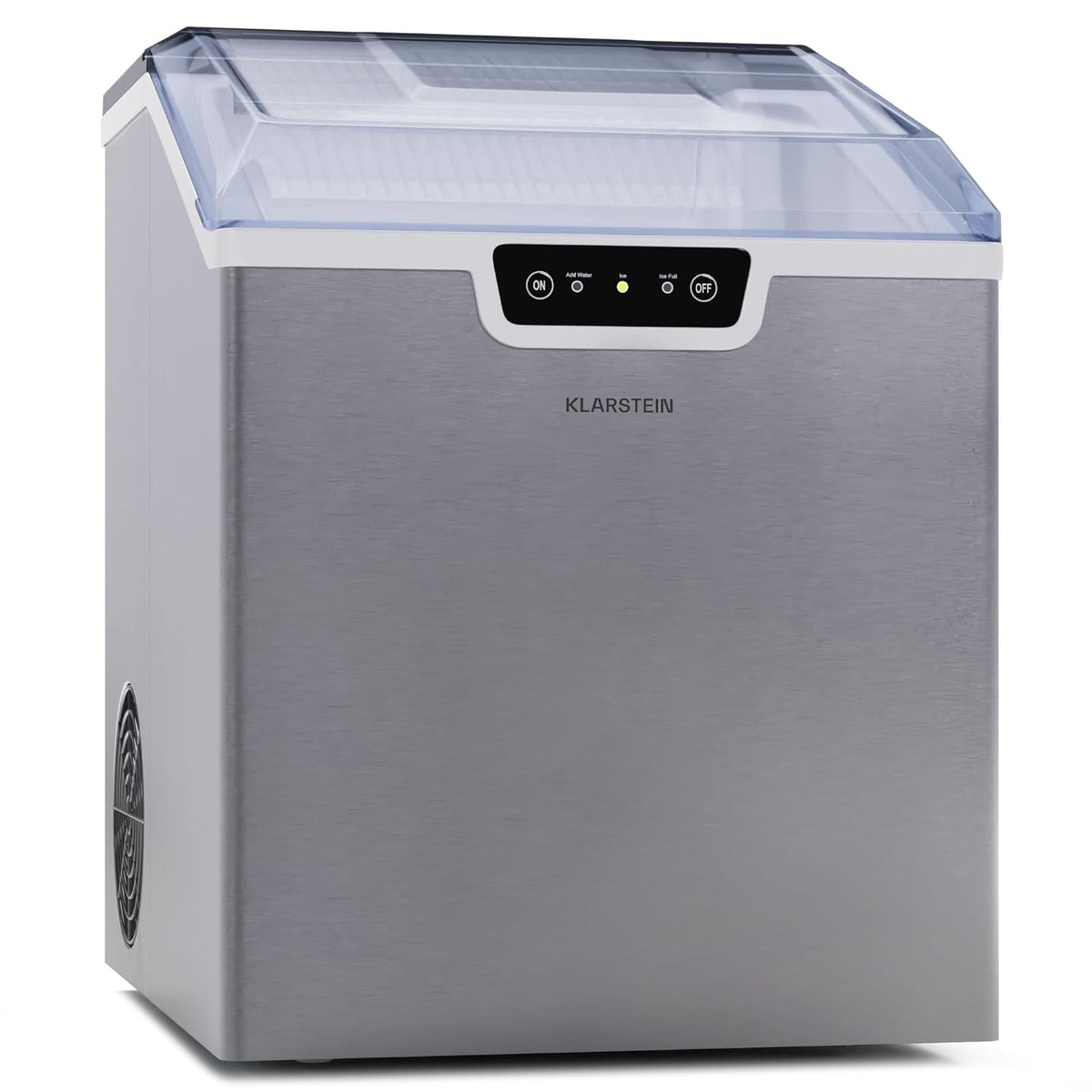 Klarstein Ice Festival - Macchina per cubetti di ghiaccio fino a 18 kg - Serbatoio da 3.2 L con funzione autopulente - Modello da casa per cocktail e bevande fredde