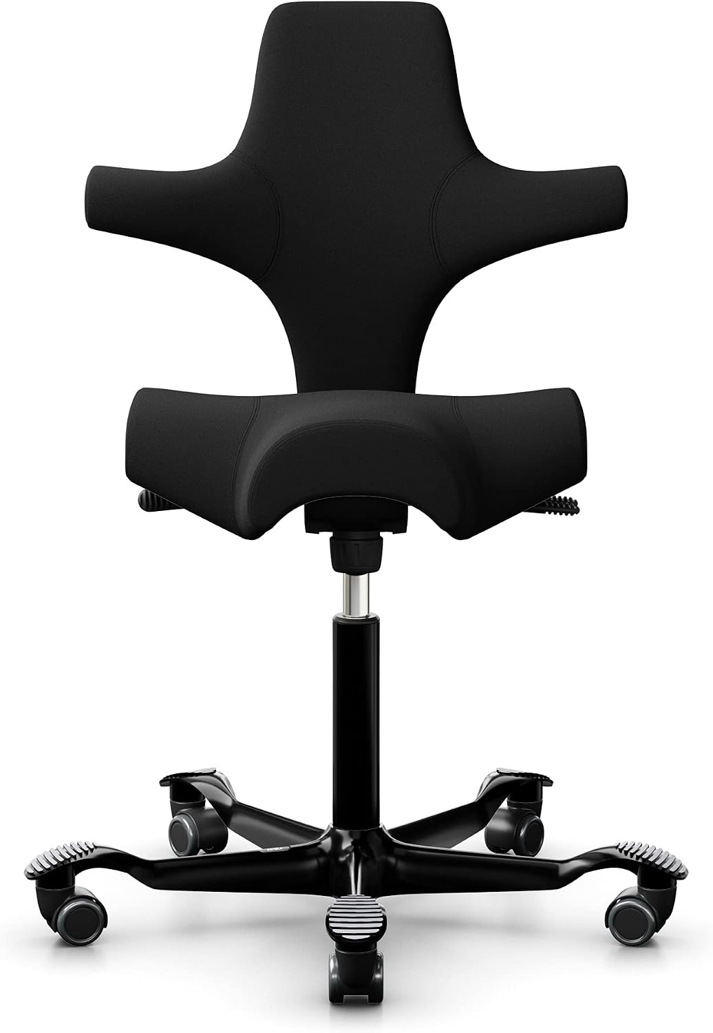 HAG Capisco 8106 Xtreme - Sedia ergonomica da ufficio nera - Molla a gas 200 mm con altezza seduta da 47 a 65.5 cm - Ruote morbide e imbottitura Xtreme EXR009