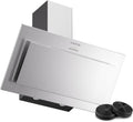 Klarstein Athena Cappa aspirante inclinata 90 cm - Classe A più con 3 velocità - LED e filtro carbone con filtri antigrasso lavabili - Acciaio inox per scarico e ricircolo