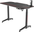 BERSERKER - Scrivania gaming elettrica regolabile 140 x 66 x 75 cm - Piano in fibra di carbonio con hub USB a quattro porte - Illuminazione RGB e finitura nera
