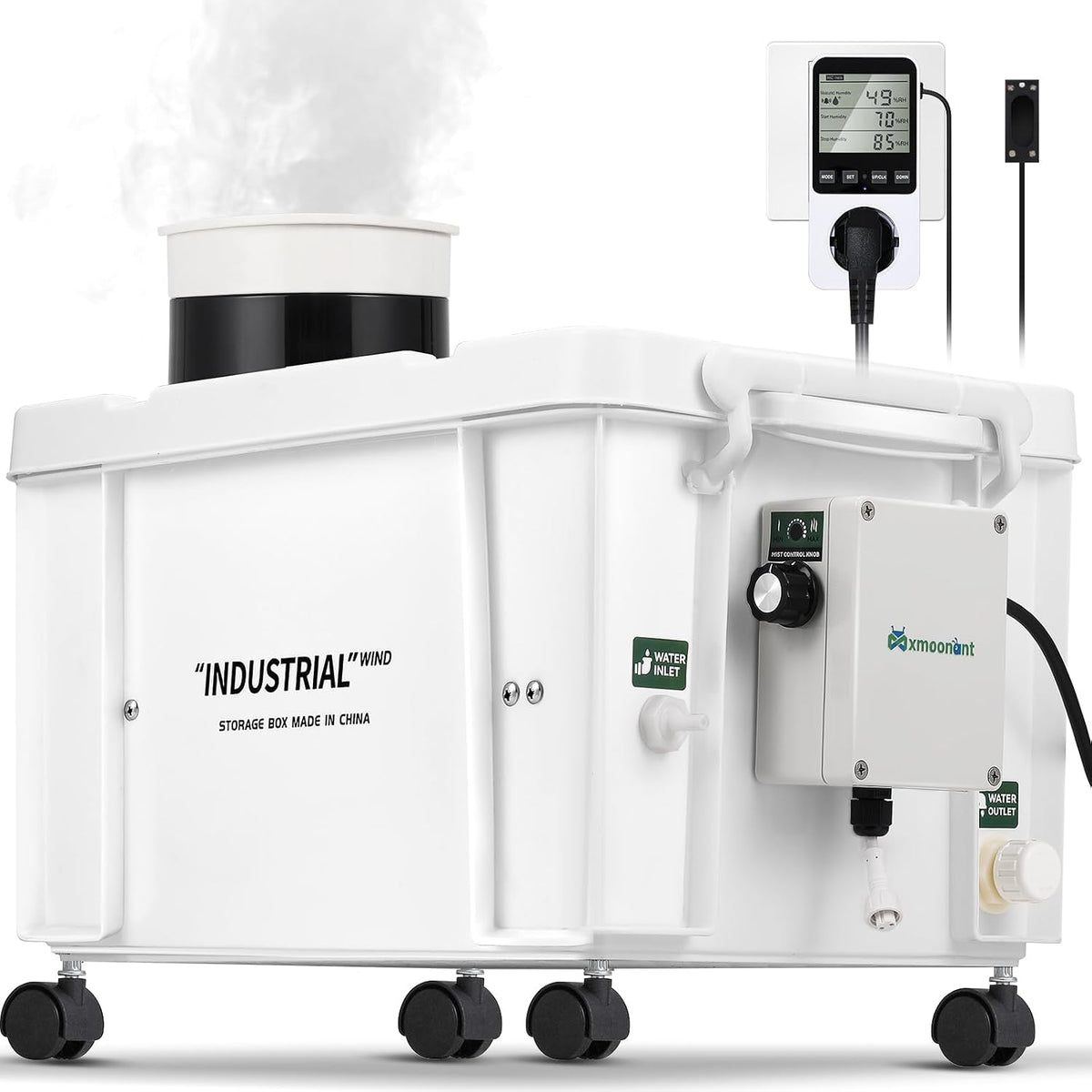 Mxmoonant nebulizzatore ultrasuoni industriale 10 L ora - Produzione nebbia regolabile - Alimentazione automatica acqua - Interruttore umidita per serra e officina