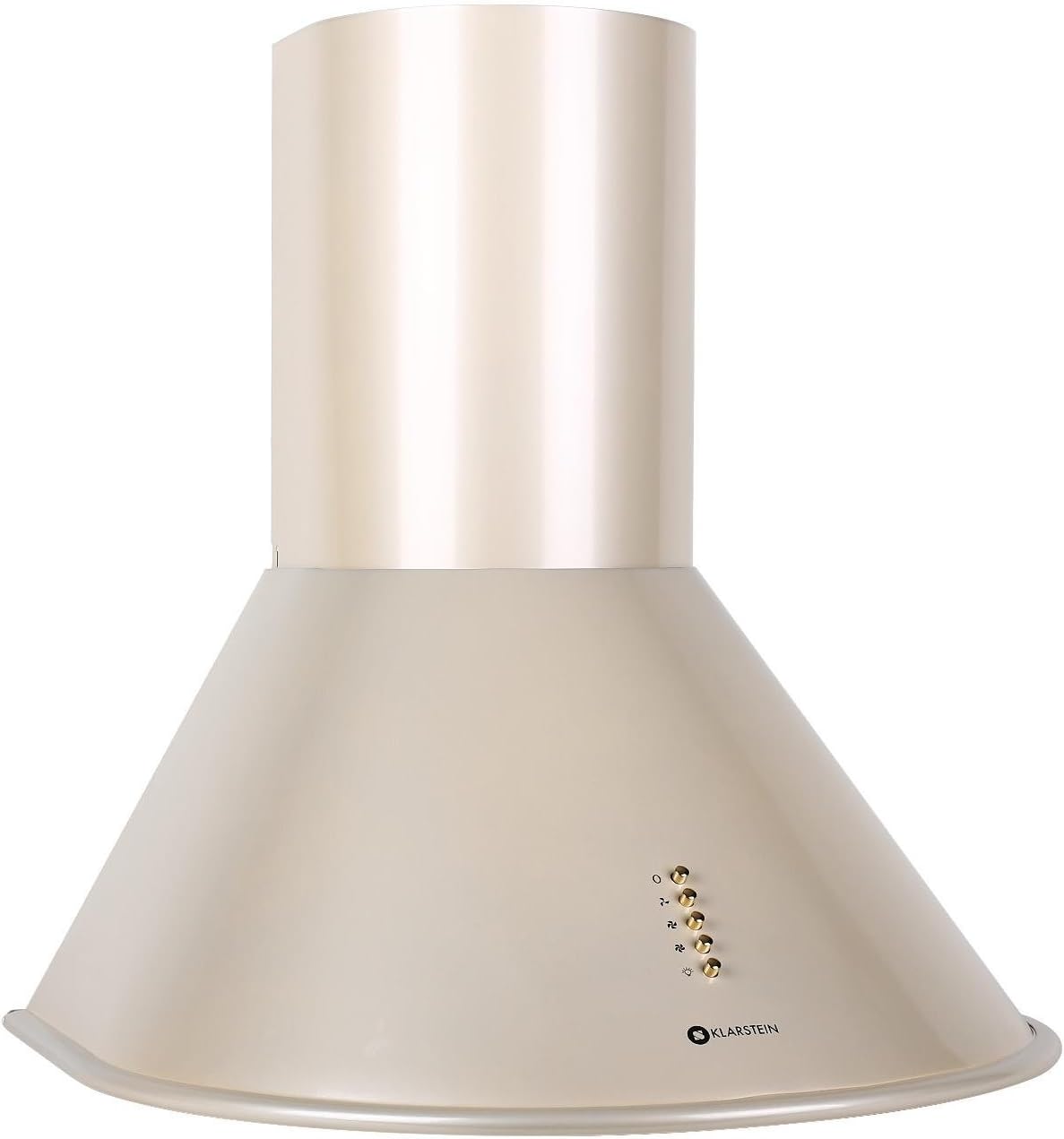 Klarstein Lumio Primo Cappa aspirante retrò 60 cm - Flusso aria 430 m3 h con 3 livelli - Doppia illuminazione alogena - Champagne per cucina con installazione a parete