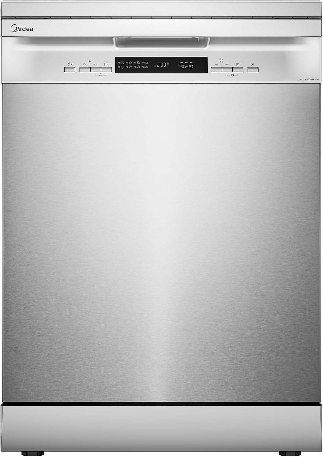 Midea MFD60S200X.1 IT Lavastoviglie 14 coperti - Libera installazione 60 cm con 8 programmi - Mezzo carico apertura automatica e asciugatura extra - Inox 84,5 x 59,8 x 60 cm