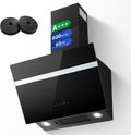 TopStrong cappa aspirante inclinata 60 cm - Portata aria 800 m3 h con 3 livelli e Booster - Ricircolo canalizzazione filtro carbone e LED - Nera 59,5 x 38,7 x 94 cm 65 dB
