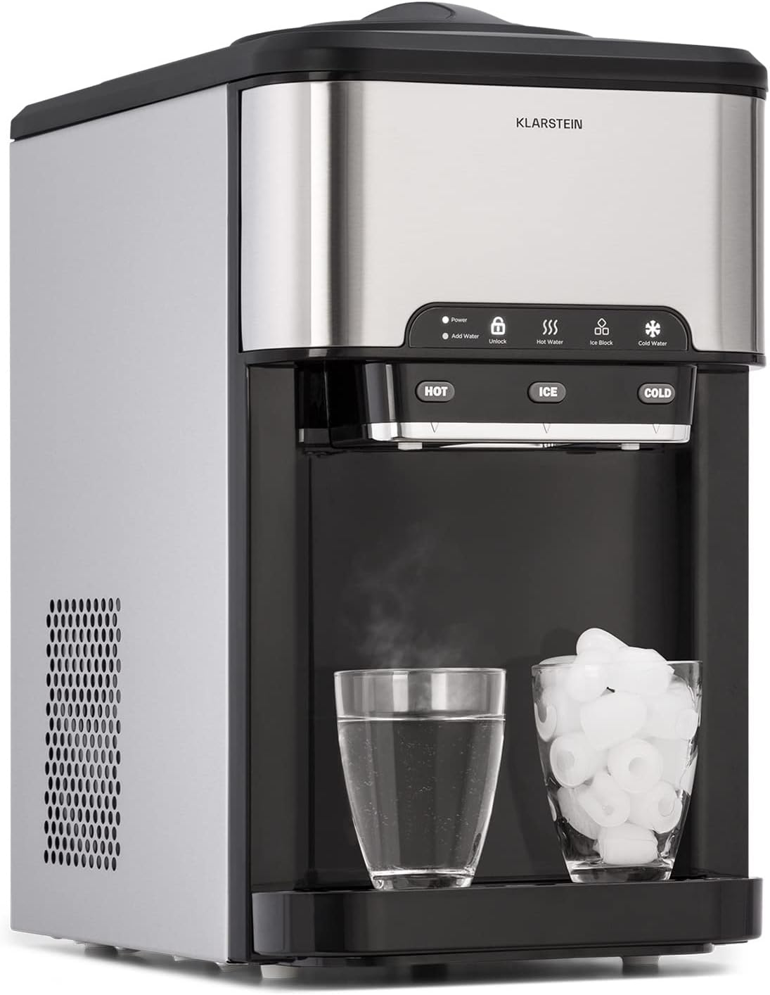 Klarstein - Macchina per cubetti di ghiaccio fino a 20 kg - Serbatoio da 3 L con due dimensioni disponibili - Funzione autopulente per uso domestico