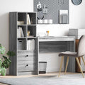 Set scrivania da due pezzi - 90 x 40 x 76 cm con spazio contenitore - Finitura grigio Sonoma per home office - Design moderno compatto per piccoli ambienti