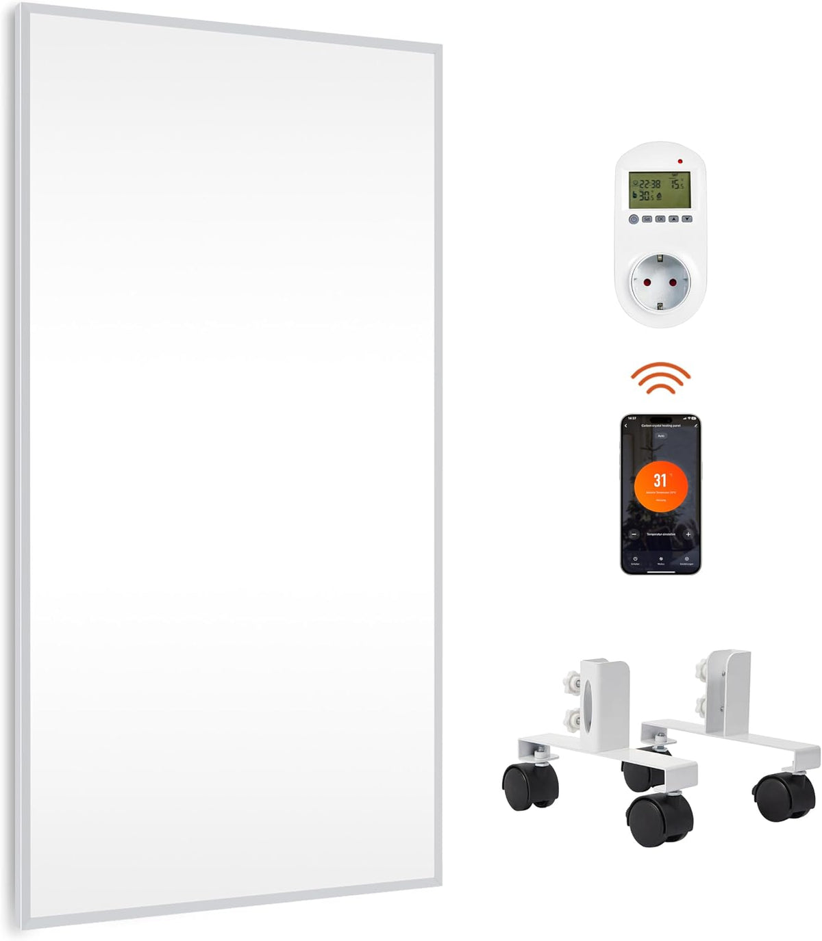 Pannello riscaldante a infrarossi - Riscaldatore elettrico da parete 1000 W - Termostato programmabile e funzionamento silenzioso - Bianco con protezione surriscaldamento