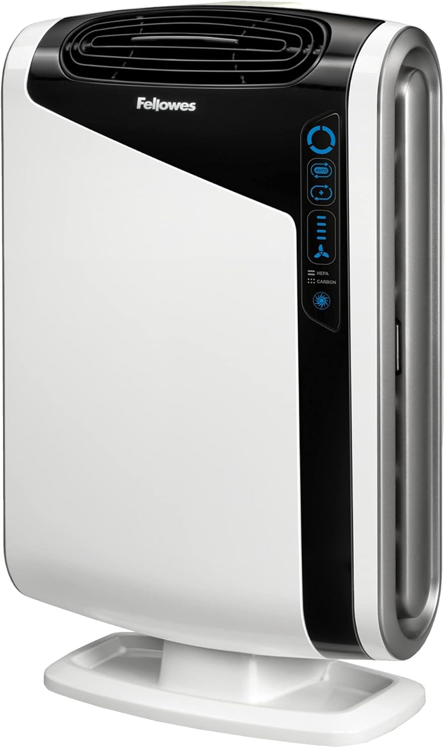 Fellowes AeraMax DX95 - Purificatore d aria fino a 42 m2 - Filtrazione a quattro stadi con HEPA e carbone - Sensore AeraSmart e funzione Aera Plus per casa e ufficio