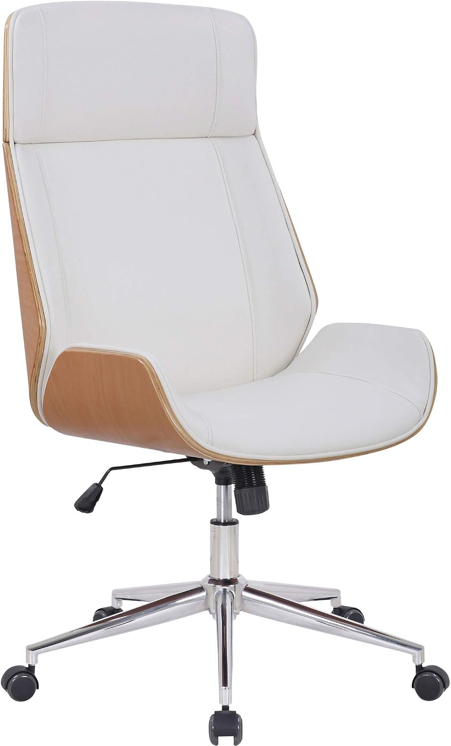 CLP Varel - Sedia ergonomica da ufficio natura e bianca - Struttura moderna in metallo con braccioli - Seduta girevole e regolabile in altezza fino a 118 cm
