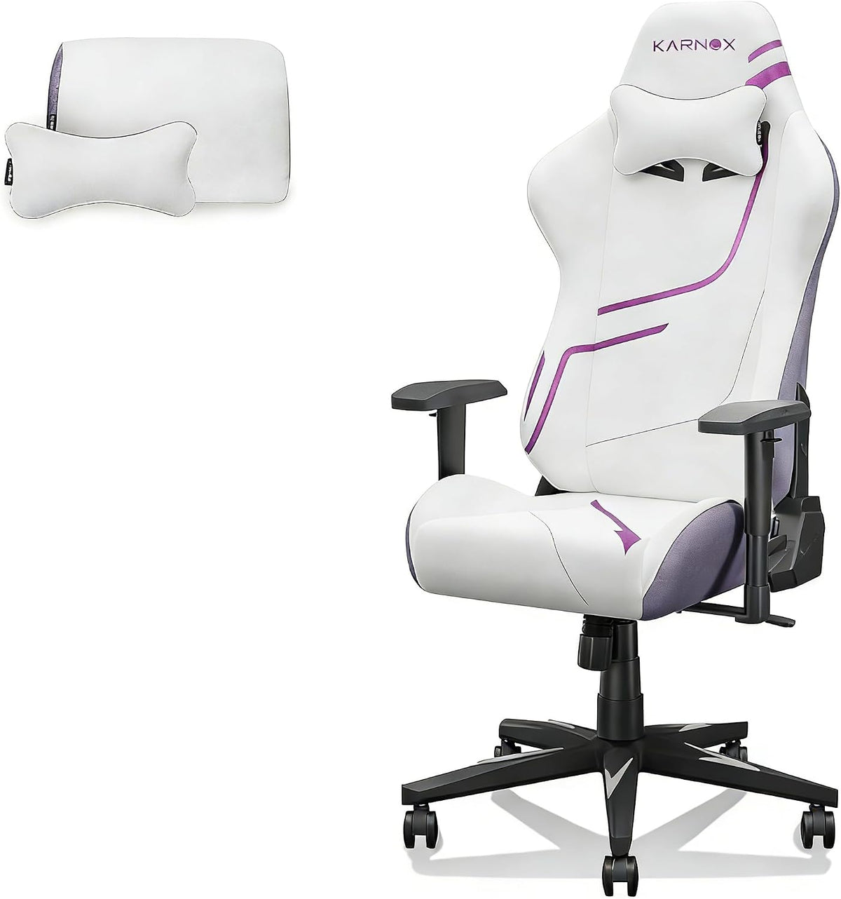 Sedia gaming ergonomica reclinabile - Supporto testa lombare e braccioli 4D - Inclinazione da 90 a 155 gradi con altezza regolabile - Tessuto bianco 54,5 x 50 x 132 cm