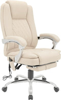 CLP Rubia - Sedia ergonomica da ufficio con massaggio e riscaldamento - Poggiapiedi integrato e portata fino a 150 kg - Poltrona crema con struttura in metallo