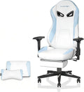 Sedia gaming ergonomica - Tessuto bianco e blu con portata fino a 150 kg - Poggiatesta e supporto lombare regolabili - Poggiapiedi braccioli 4D e altezza regolabile