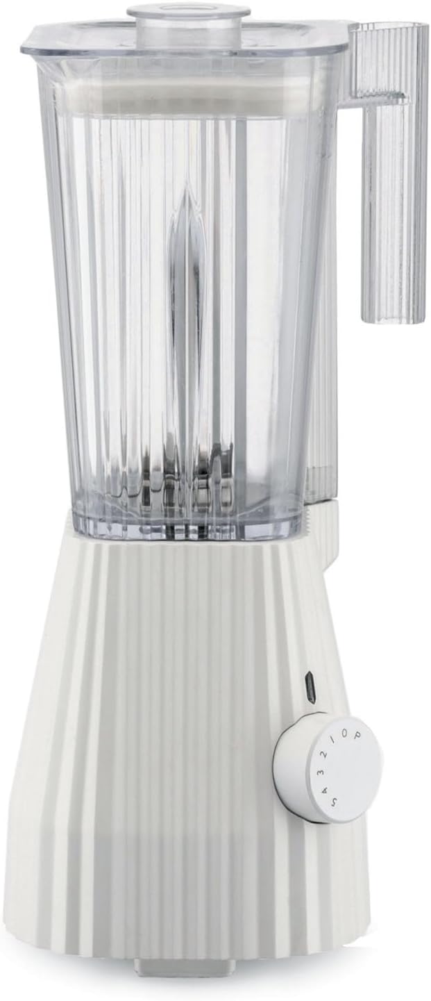 Alessi Plissé MDL09 W frullatore di design 700 W - Caraffa graduata 1,5 L in resina termoplastica - Tecnologia Pulse e velocità regolabili - Bianco 23,5 x 18,5 x 42,5 cm