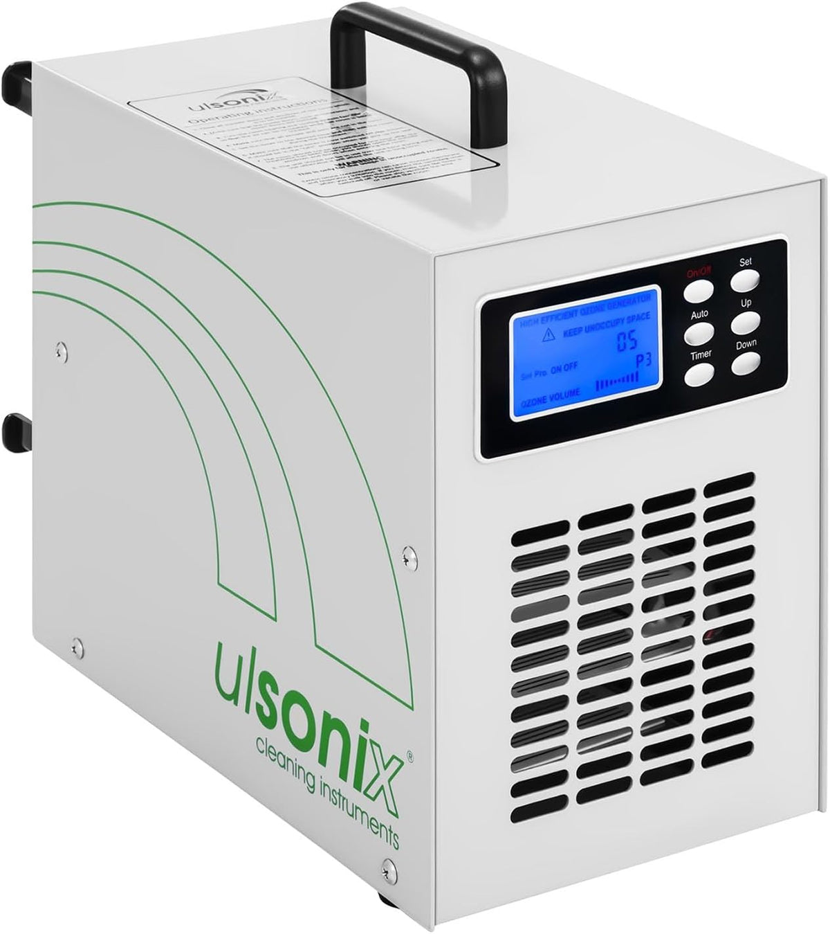 Ulsonix AIRCLEAN 20G generatore ozono industriale - Produzione fino a 20000 mg ora - Timer e telecomando per gestione cicli - Bianco 32 x 18 x 29,5 cm