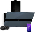 Klarstein WiFusion cappa aspirante smart 90 cm - Portata aria 690 m3 h con motore 110 W - Controllo WiFi touch e illuminazione LED - Grigio blu 90 x 43 x 38 cm Classe A plus