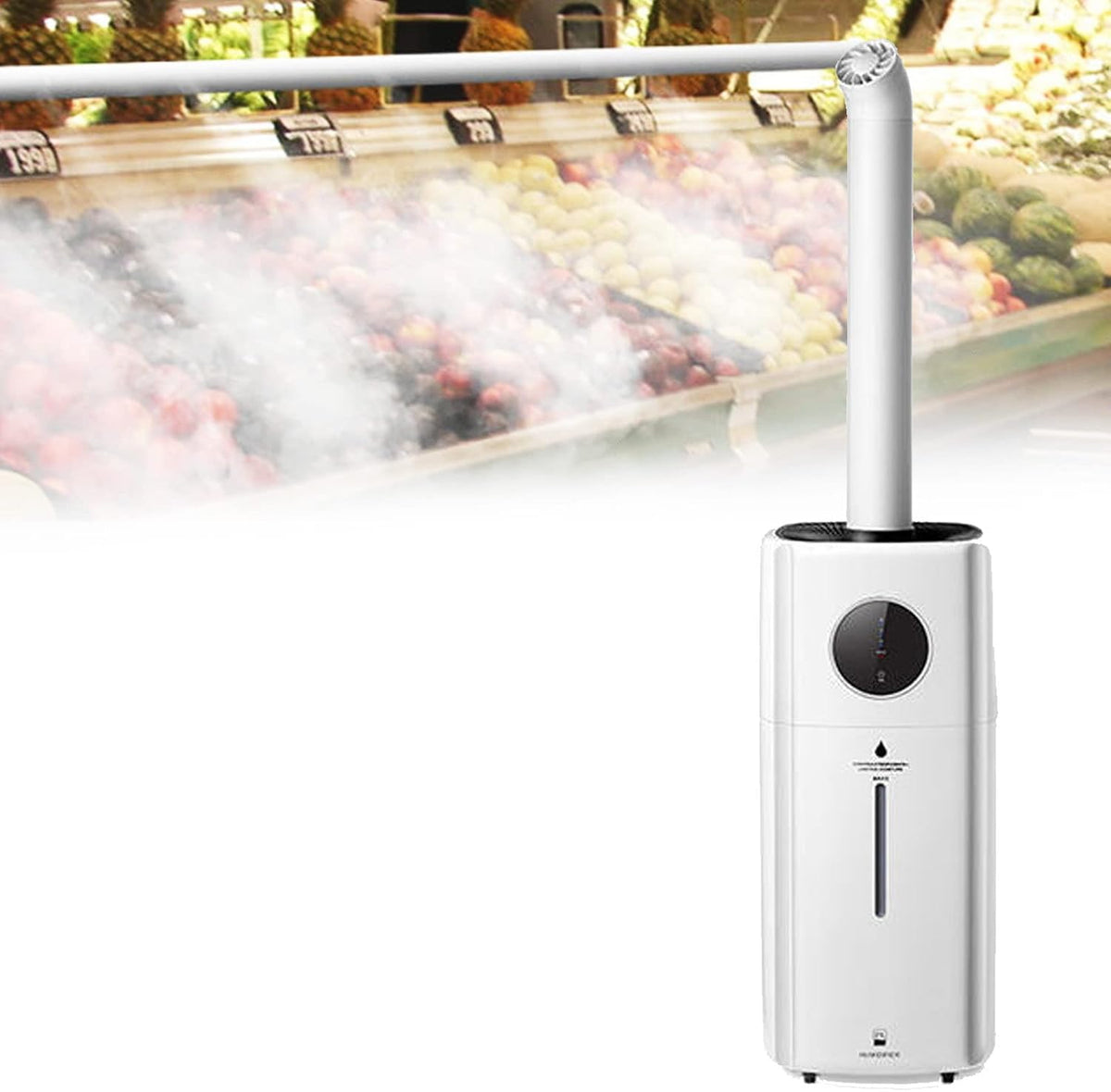 BEESOM - Umidificatore industriale a nebbia fredda 21 L - Per superfici da 60 a 200 m2 con alimentazione a cavo - Struttura metallica per officina magazzino e serra