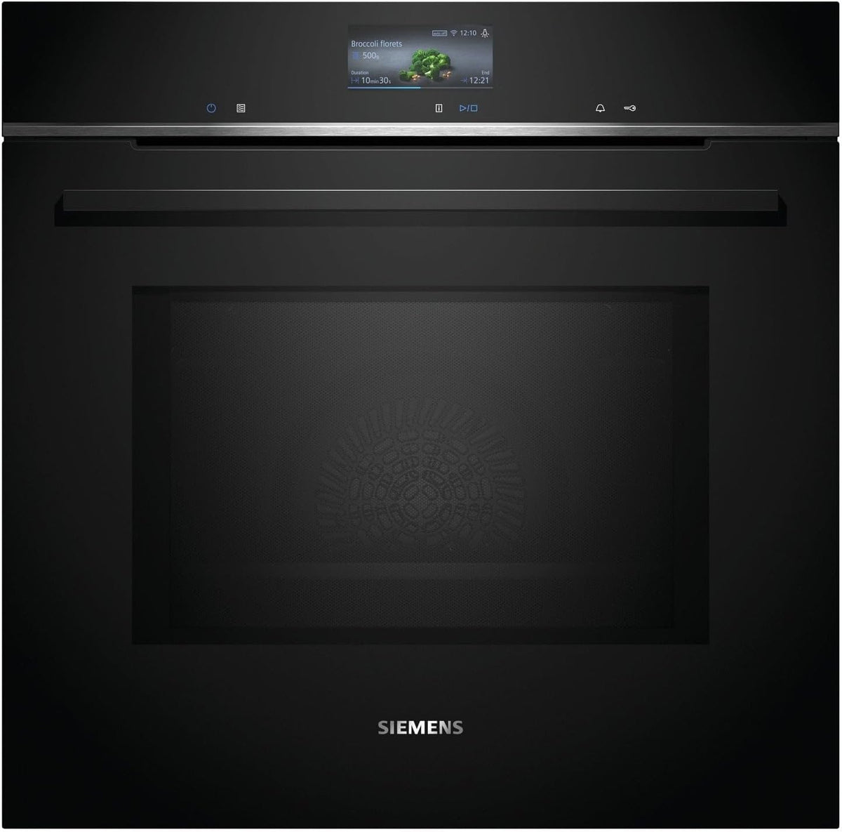 Siemens HM776GKB1 iQ700 - Forno da incasso con microonde 60 x 60 cm - Microonde 800 W Air Fry cookControl e Touchscreen - Nero con activeClean humidClean