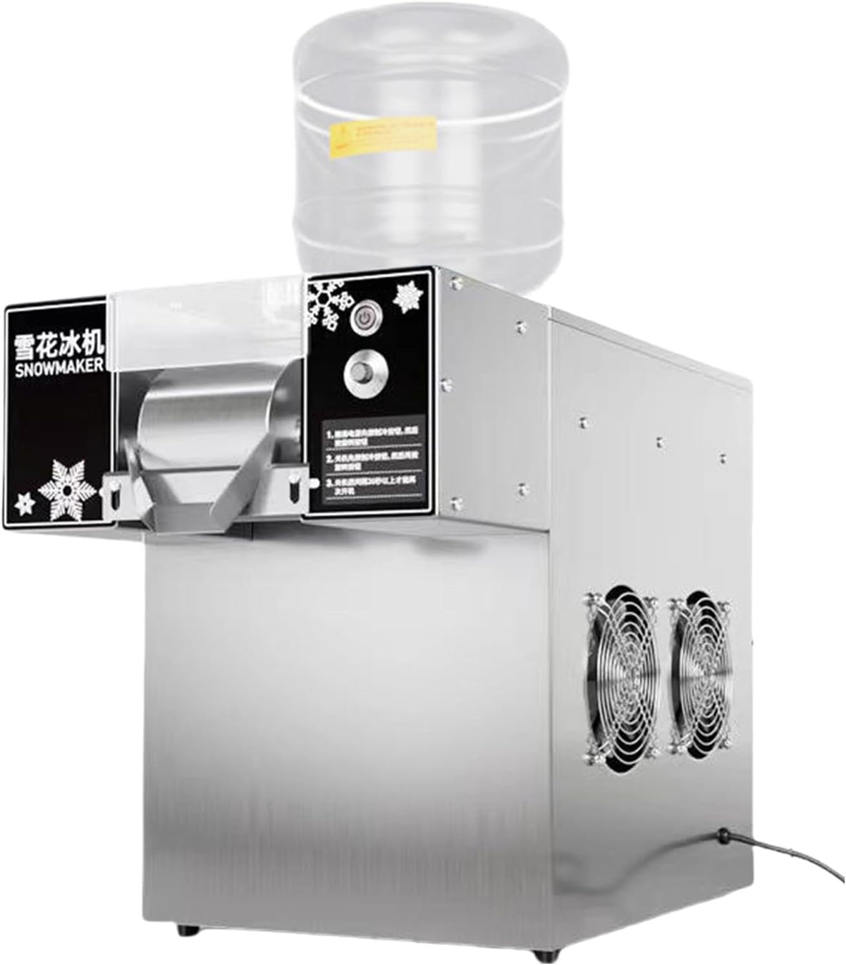 Macchina per ghiaccio a fiocchi 750 W - Produzione di ghiaccio tipo neve per bevande - Secchio removibile - Uso commerciale per milkshake birra vino e succhi