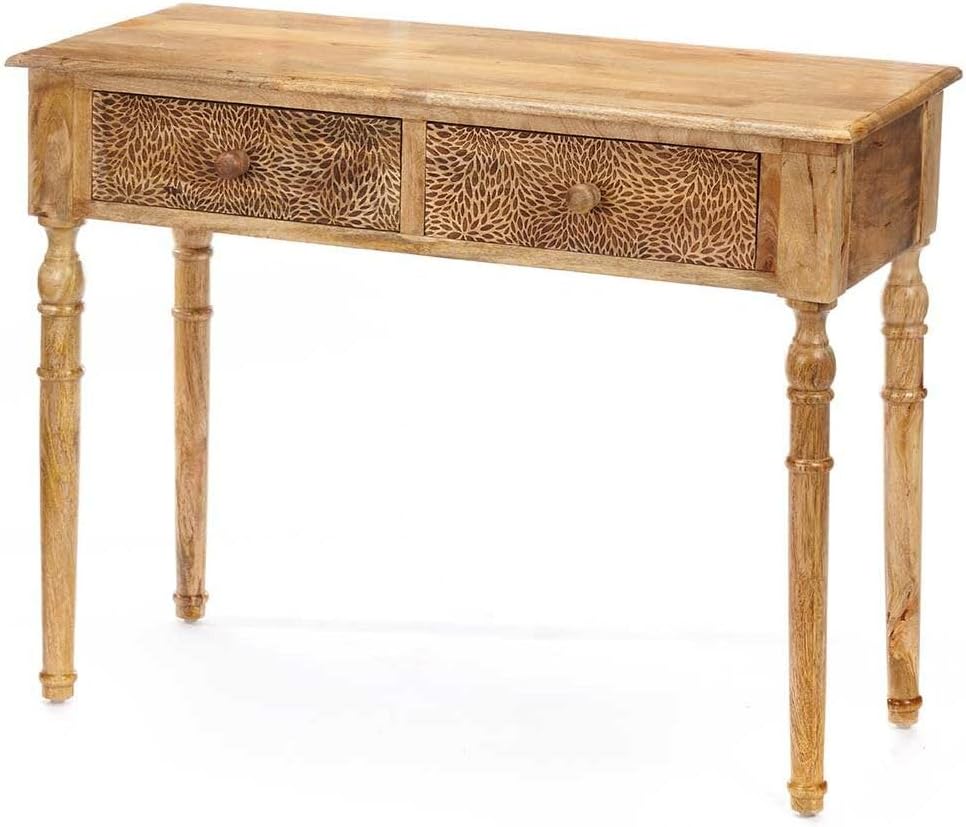 Gift Decor 19144 - Mobile ingresso rettangolare con due cassetti - Legno multicolore 98 x 42 x 77 cm - Credenza casual per ingresso e soggiorno