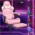 ALFORDSON sedia gaming massaggiante - Poggiatesta e poggiapiedi pieghevole - Altezza regolabile e portata fino a 180 kg - Pelle sintetica rosa 82 x 74 x 120 cm