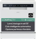 Candy RapidÓ CP 8F9FFW Lavastoviglie compatta 8 coperti - 8 programmi Classe F - Lavaggio e asciugatura in 35 min con partenza ritardata - Bianca 59,5 x 50,1 x 55 cm 49 dB