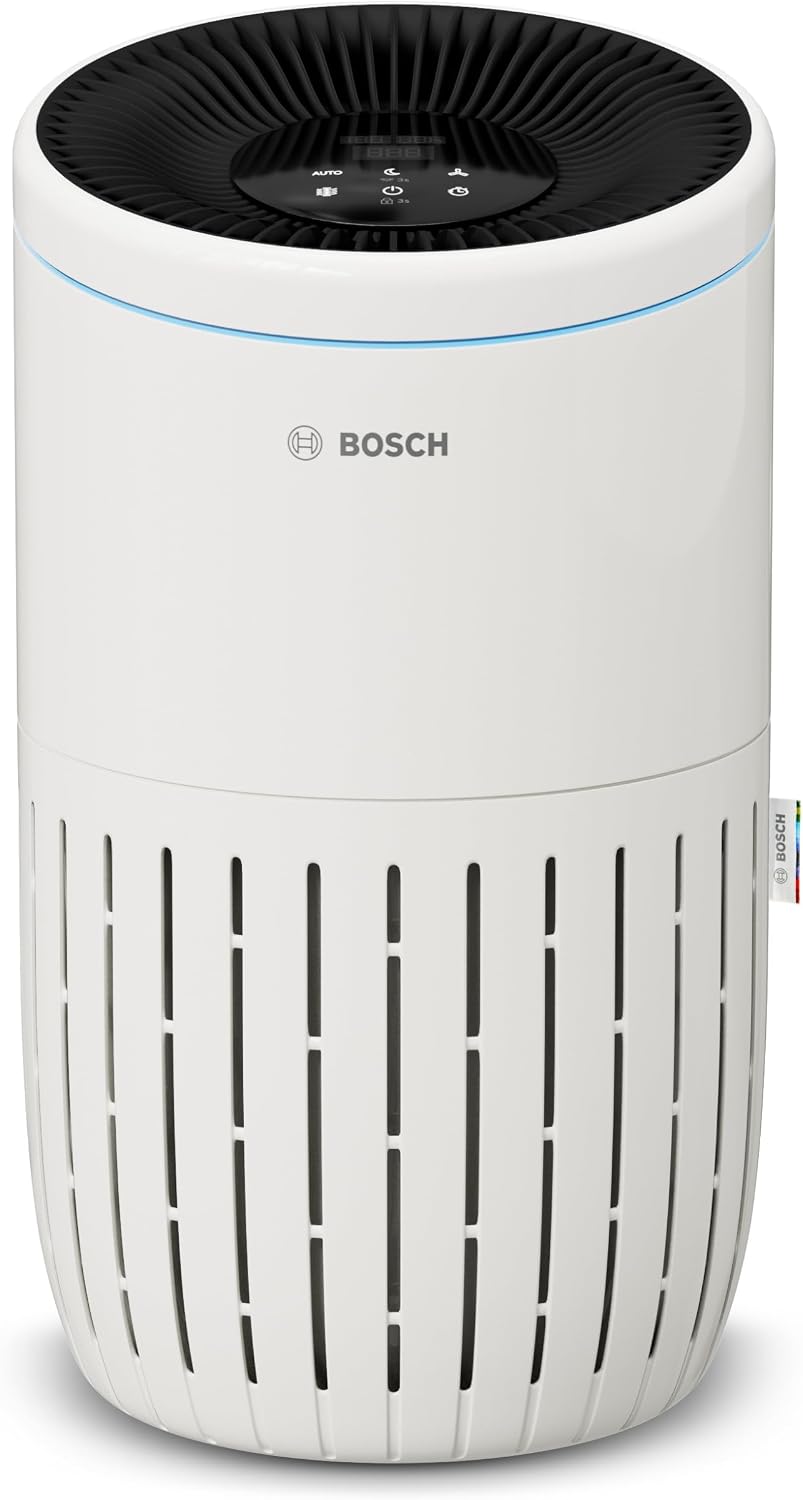 Bosch Air 4000 - Purificatore d aria fino a 62.5 m2 - CADR 300 m3 h con modalita automatica - Bianco con modalita Sleep inferiore a 25 dB e filtro aria