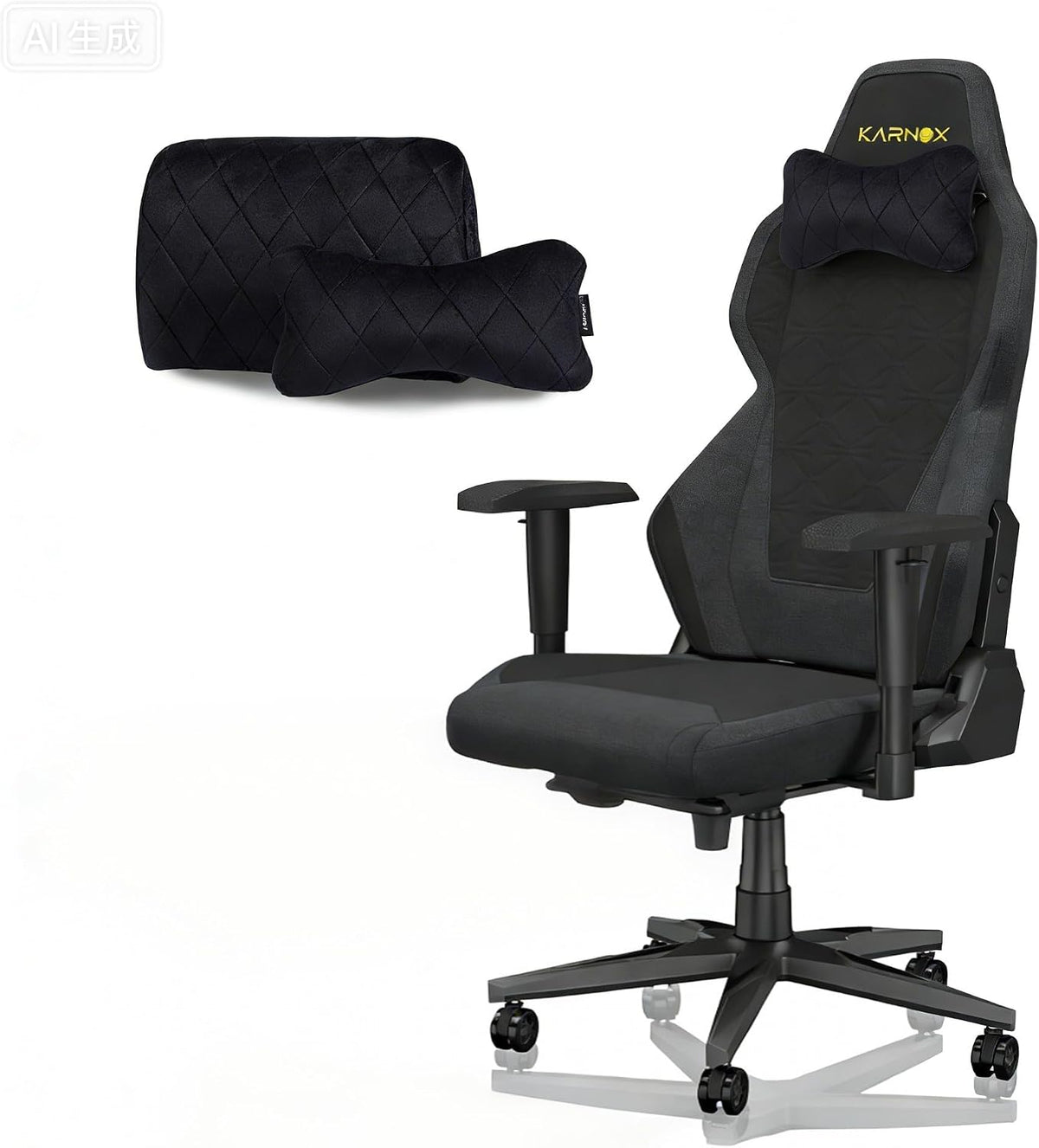 Sedia gaming ergonomica con braccioli 4D - Poggiatesta supporto lombare e poggiapiedi - Altezza regolabile e portata fino a 150 kg - Tessuto grigio scuro 60 x 53 x 132 cm