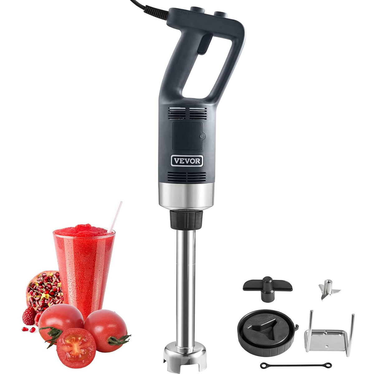 VEVOR frullatore a immersione professionale 750 W - Lunghezza 660 mm e struttura in acciaio inox - Velocità regolabile per zuppe salse e pesto - Nero 66 x 14,7 x 10,2 cm