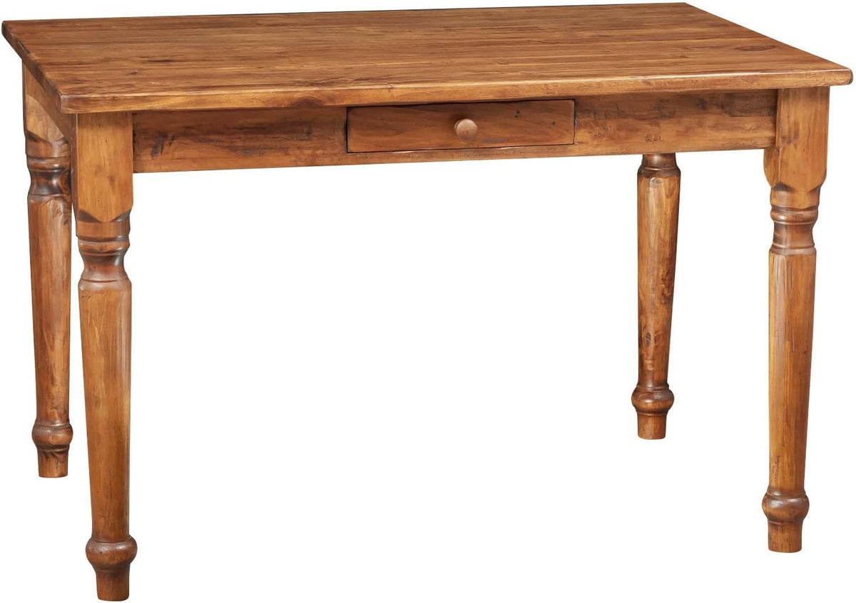 Biscottini tavolo cucina 120 x 80 x 80 cm - Legno massello di tiglio con cassetto - Scrivania e tavolo da pranzo rettangolare - Made in Italy stile country