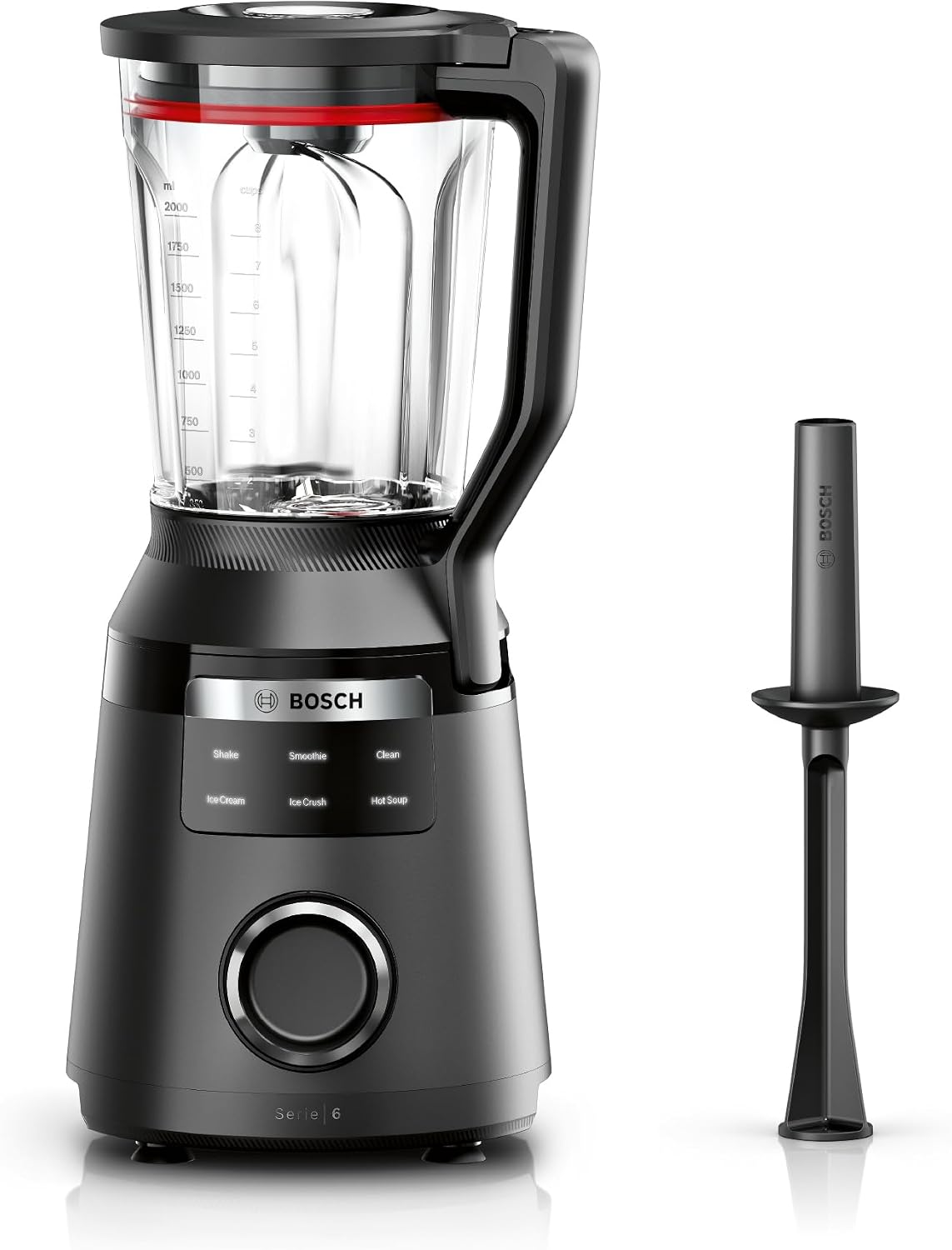 Bosch Serie 6 VitaPower MMB6652B frullatore 1800 W - Capacità 2 L e velocità fino a 45000 giri min - Sei programmi automatici e sei lame inox - Nero con autopulizia e pestello