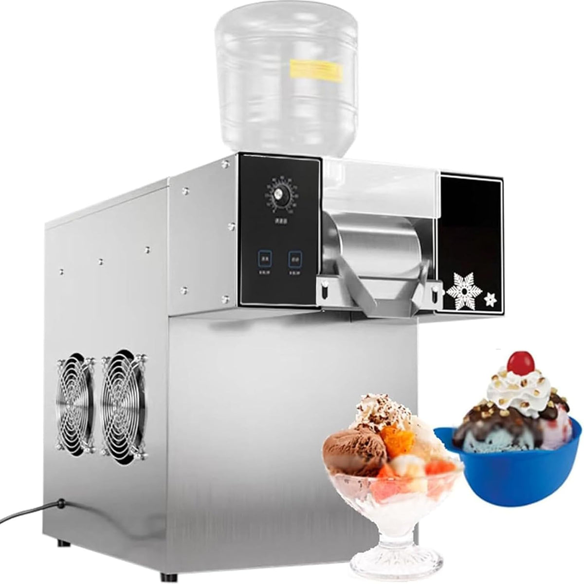 Macchina per ghiaccio a fiocchi di neve - Capacità 60 120 180 kg in 24 ore - Velocità regolabile e raffreddamento rapido - Potenza 1200 W per uso commerciale