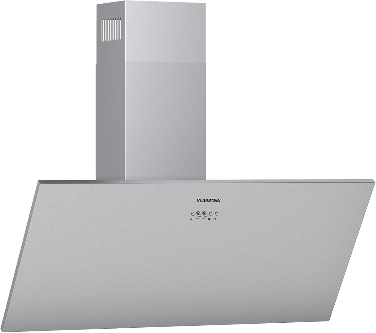 Klarstein Silver Lining Cappa aspirante inclinata 90 cm - Classe A con flusso aria 568 m3 h - 3 livelli touch e display LED - Acciaio inox con ricircolo o scarico