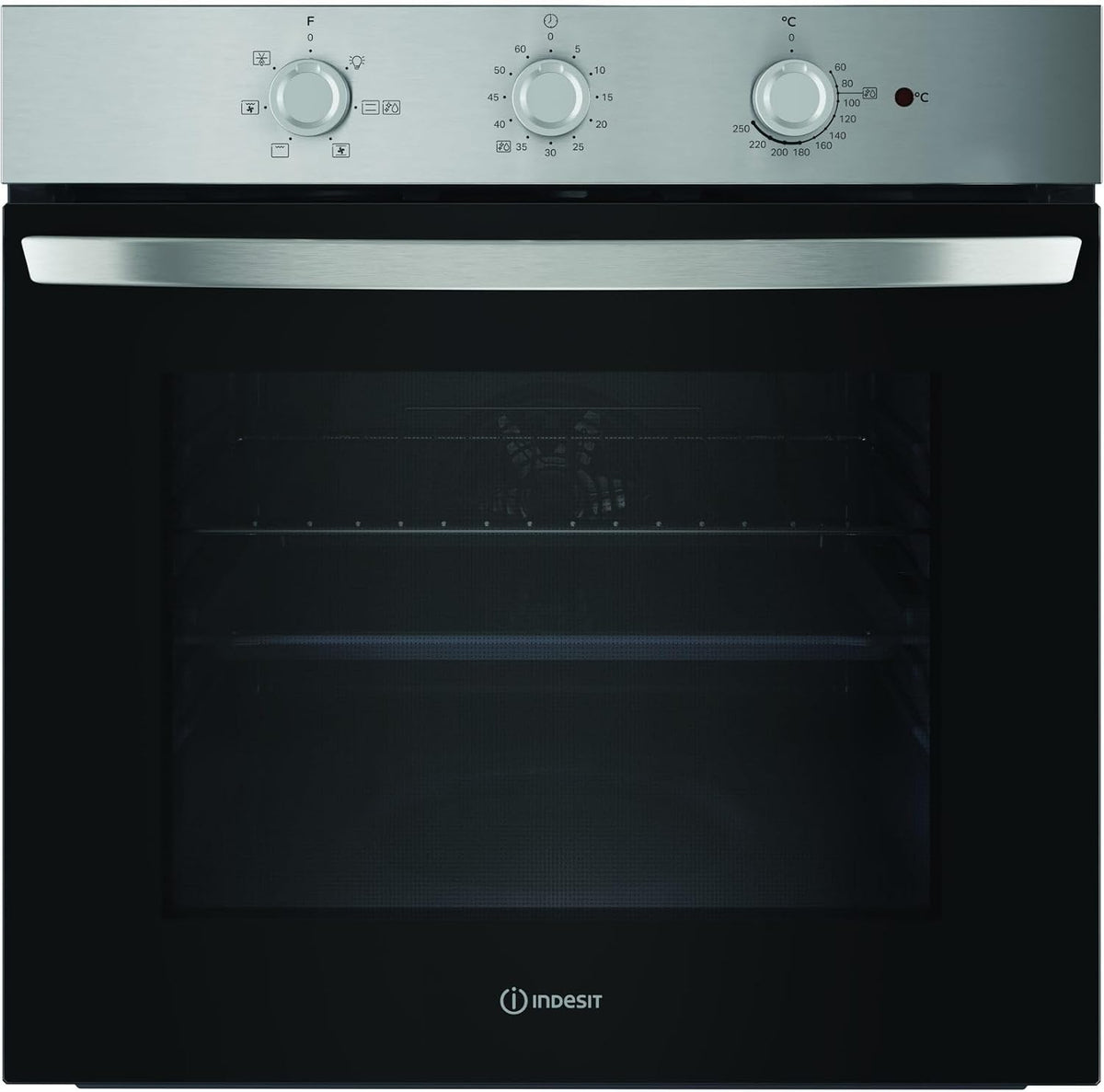 Indesit IO 2350H X forno elettrico - Formato 59,5 x 55,1 x 59,5 cm per cucina domestica - Riscaldamento a conduzione con alimentazione elettrica - Finitura argento