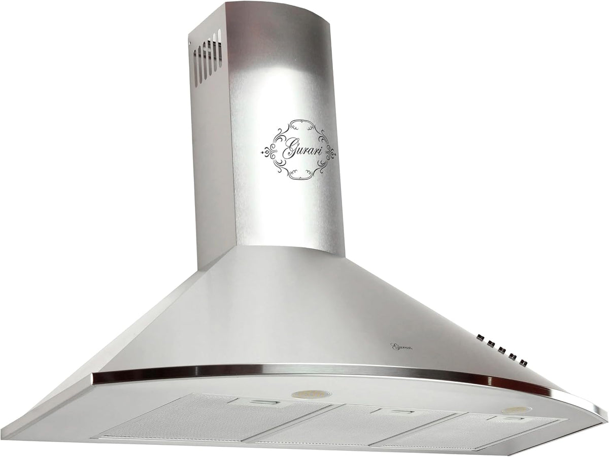 GCH C 046 Cappa aspirante a parete 90 cm - Flusso aria fino a 1000 m3 h con 3 velocità - Acciaio inox con LED e filtro lavabile - Scarico e ricircolo per cucina