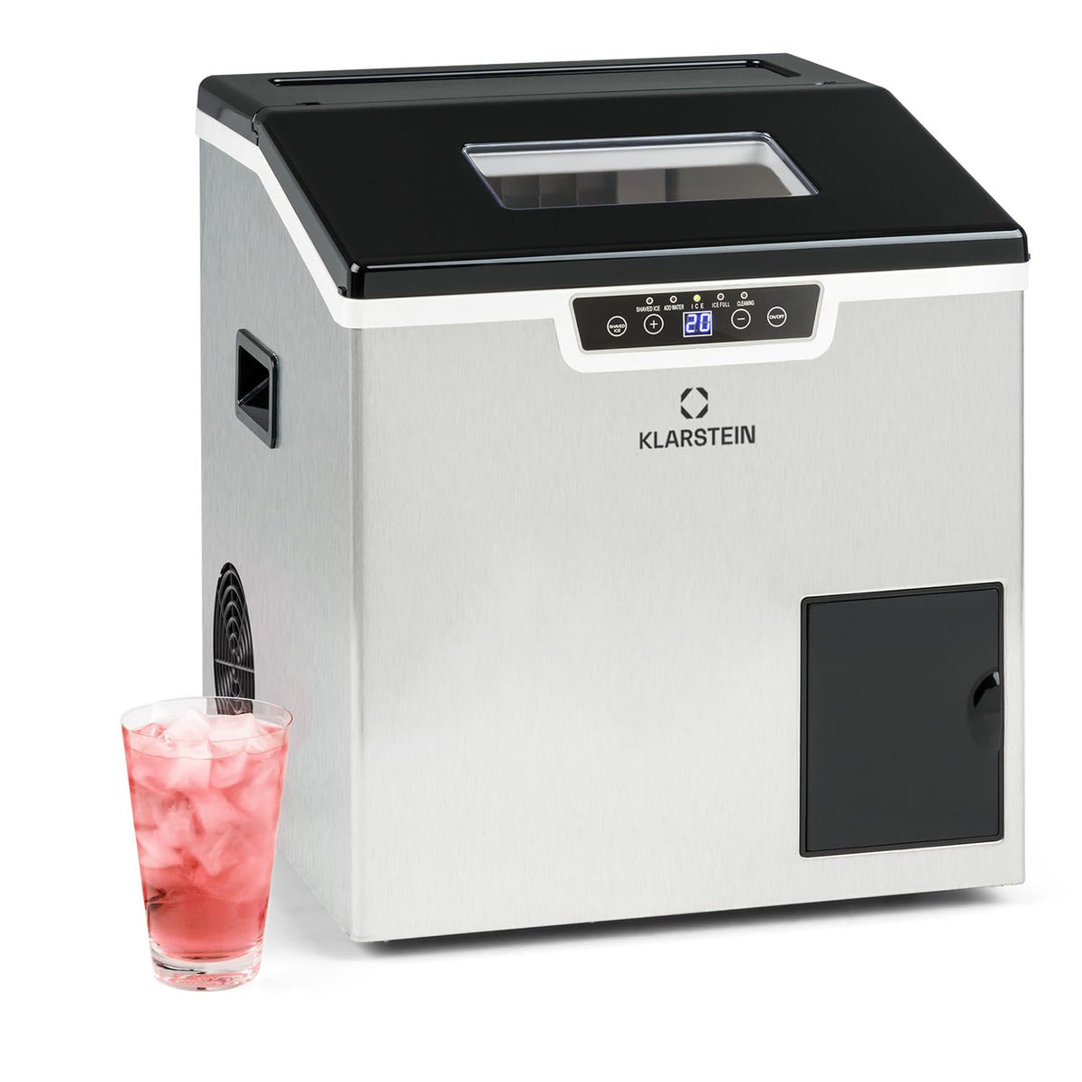 Klarstein macchina per ghiaccio 3 L - Produzione fino a 20 kg con cubetti e ghiaccio tritato - Funzione autopulente per cocktail - Potenza 400 W