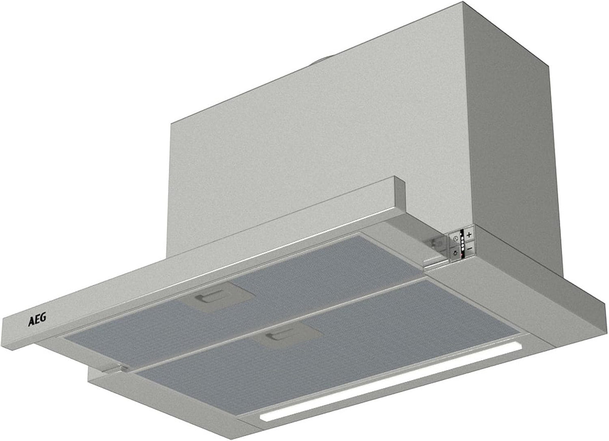AEG DPE5660M Cappa aspirante 60 cm - Flusso aria fino a 660 m3 h - Funzione dedicata alla riduzione del rumore - Grigia 39,5 x 59,8 x 30 cm per cucina