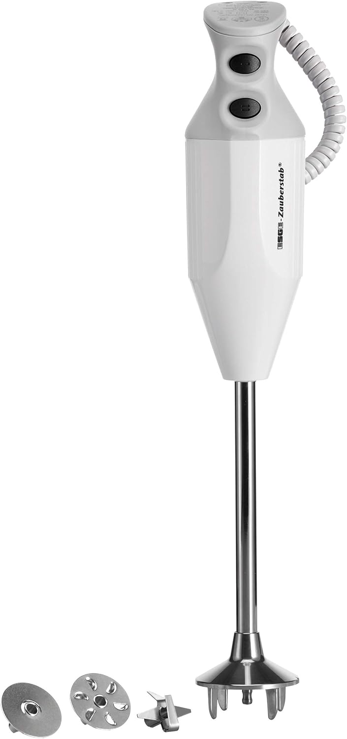 ESGE Zauberstab P 200 Profi frullatore a immersione - Velocità fino a 17000 giri min - Capacità di lavorazione fino a 20 L con diversi accessori - Bianco grigio per uso professionale