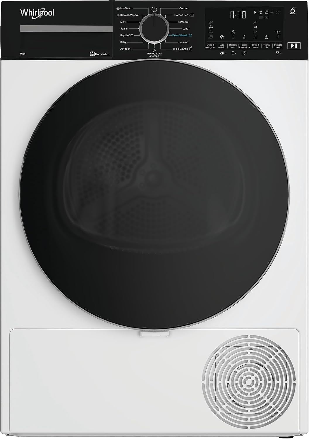 Whirlpool C WD 94M WBS IT asciugatrice - Pompa di calore 9 kg con 6 SENSO e Adaptive Dry - IronTouch SenseInverter e AirFresh - Bianca 59,8 x 67,4 x 84,6 cm