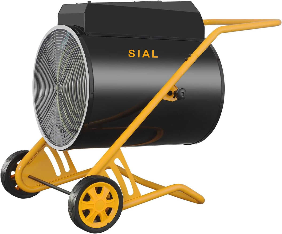 SIAL - Termoventilatore elettrico industriale 30 kW - Riscaldatore portatile per cantieri officine e garage - Nero con termostato manuale e protezione surriscaldamento
