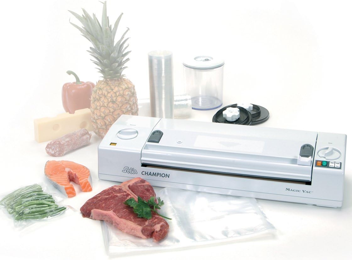 Magic Vac Champion Macchina sottovuoto - Funzionamento automatico e manuale - Alimentazione elettrica tramite cavo - Finitura argento per confezionamento e conservazione alimenti