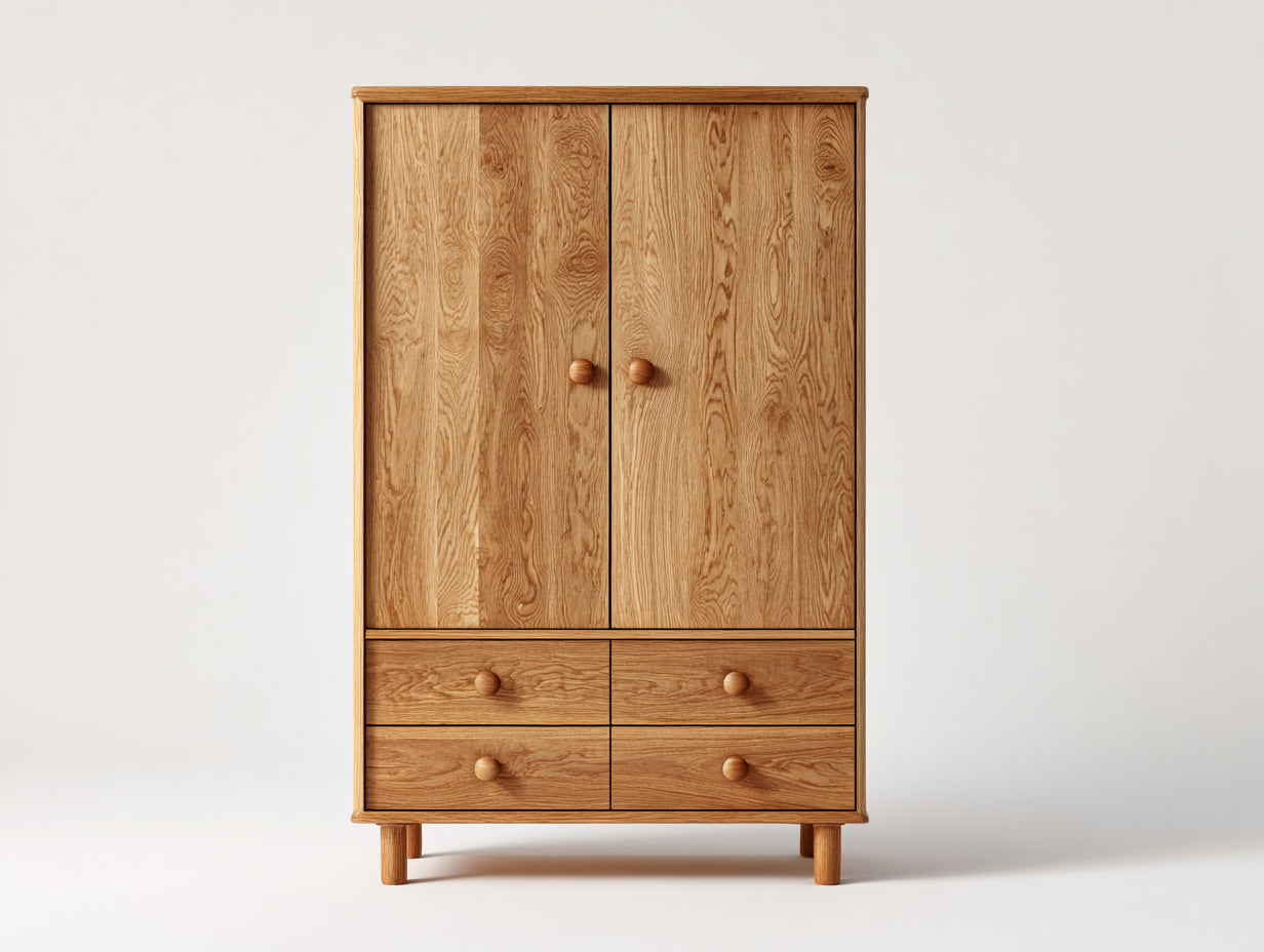 Armadio - legno - 122x58x186 cm - marrone chiaro - stile nordico