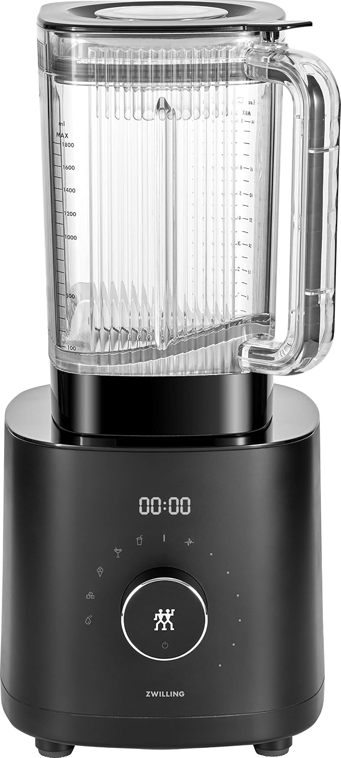 ZWILLING ENFINIGY Frullatore a colonna 1600 W - Capacità 1,8 L con lama ad alette in acciaio inox - Velocità variabili e funzione Pulse - Nero 19,3 x 19,3 x 42,3 cm