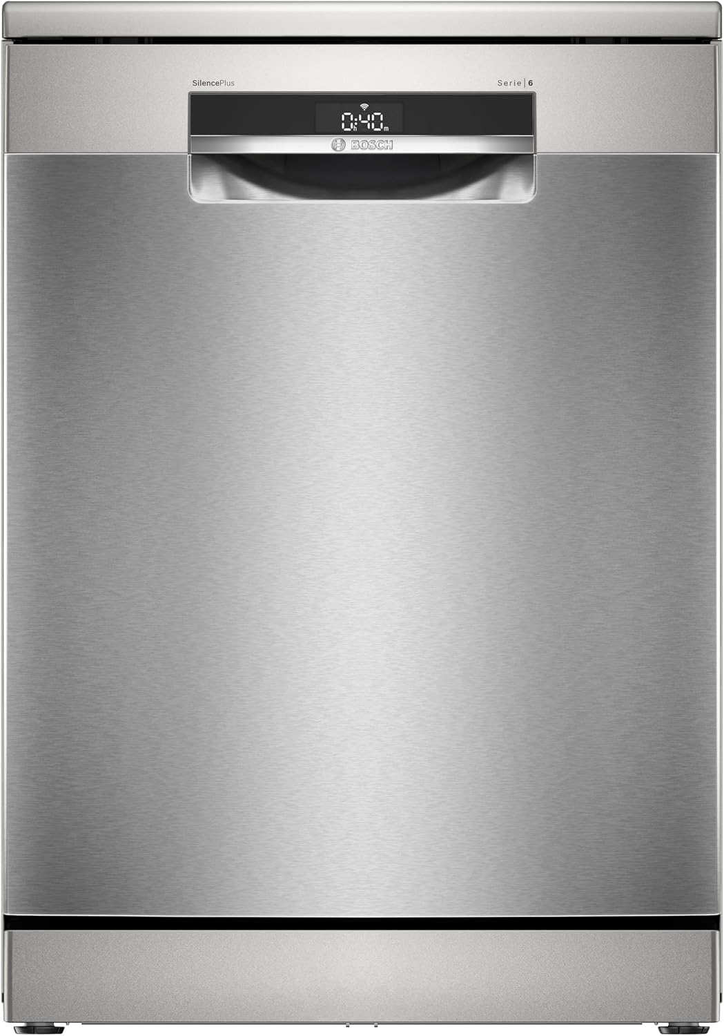 Bosch SMS6ECI15E Serie 6 lavastoviglie smart - 14 coperti con struttura in acciaio inox - EcoSilence Drive cestelli personalizzabili e lavaggio intensivo - Acciaio anti impronta 60 x 60 x 84,5 cm