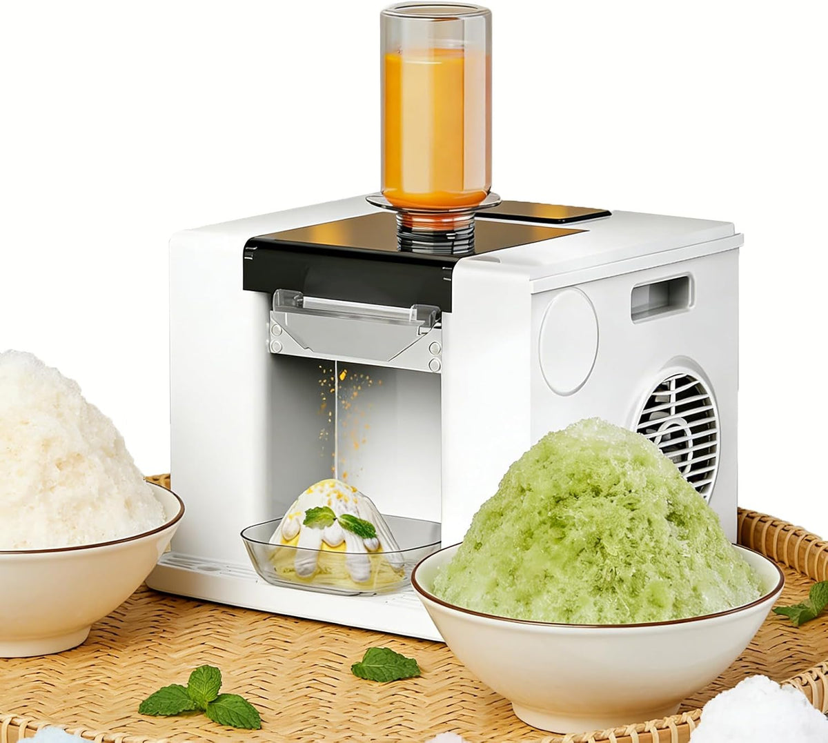 vghr5 995966 - Macchina automatica per ghiaccio a fiocco di neve 60 kg al giorno - Tritaghiaccio elettrico per granite e frullati - Bianca per ristoranti food truck e negozi di te